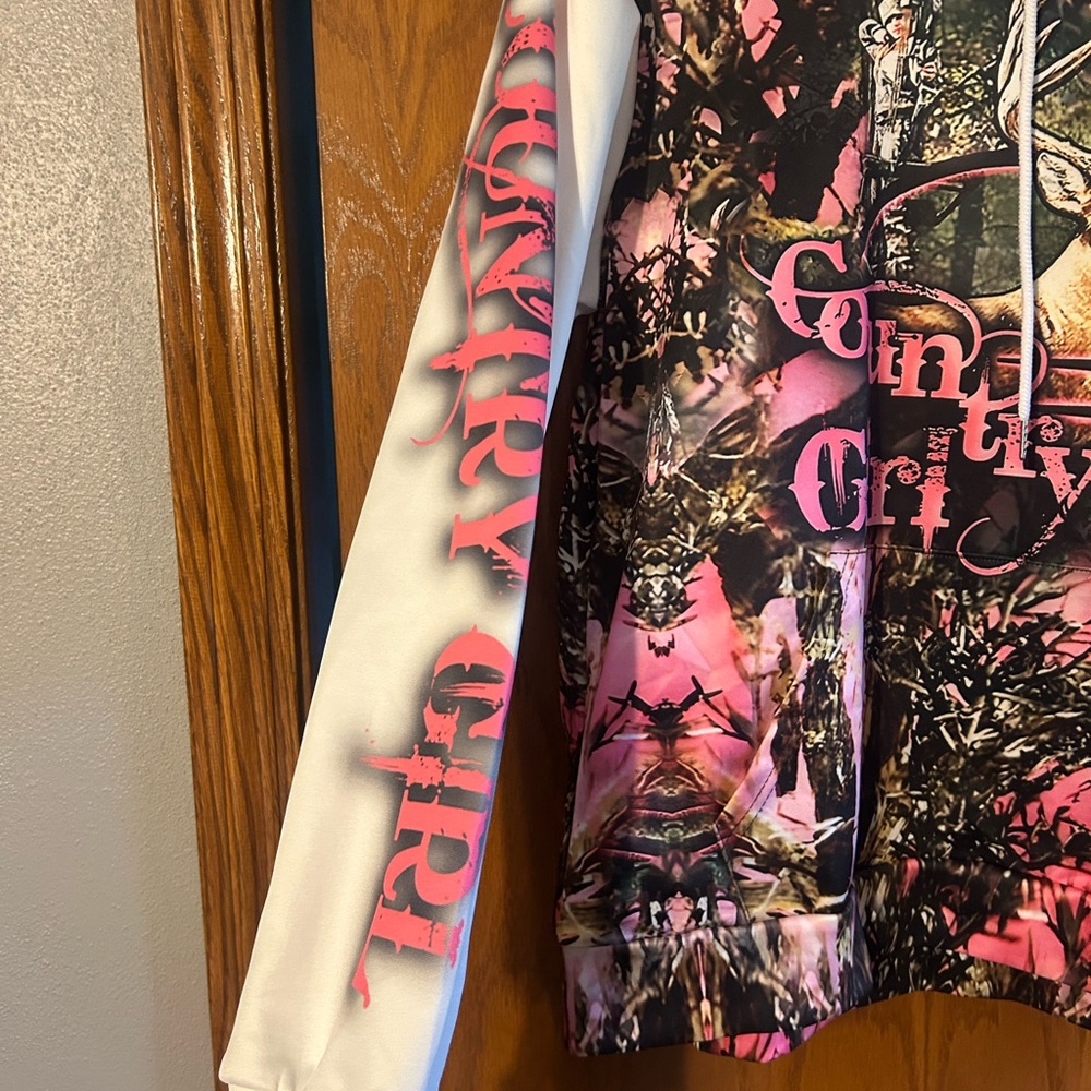 Teen girls Hoodie - Pink and White - Picture 2 of 4